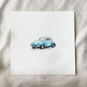 Coche escarabajo - impresión artística en miniatura - impresión según mi acuarela original | Estética delicada