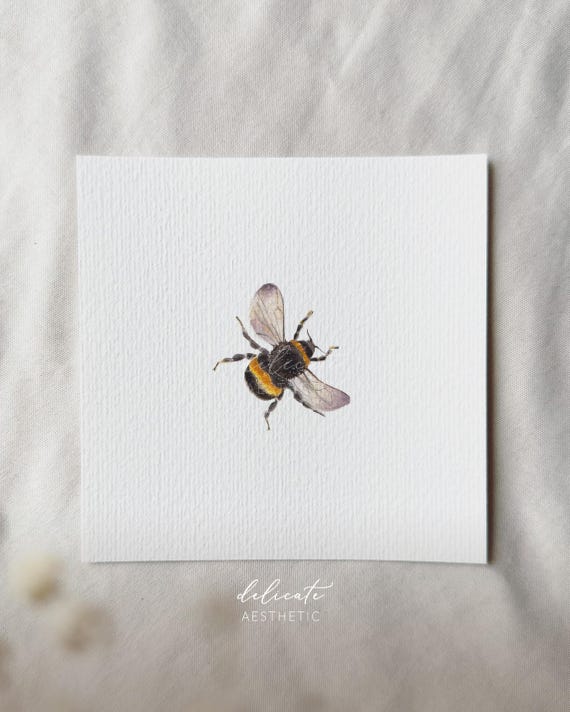 Bumblebee - Miniature Art Print - Print from my Original Watercolor | DelicateAesthetic
