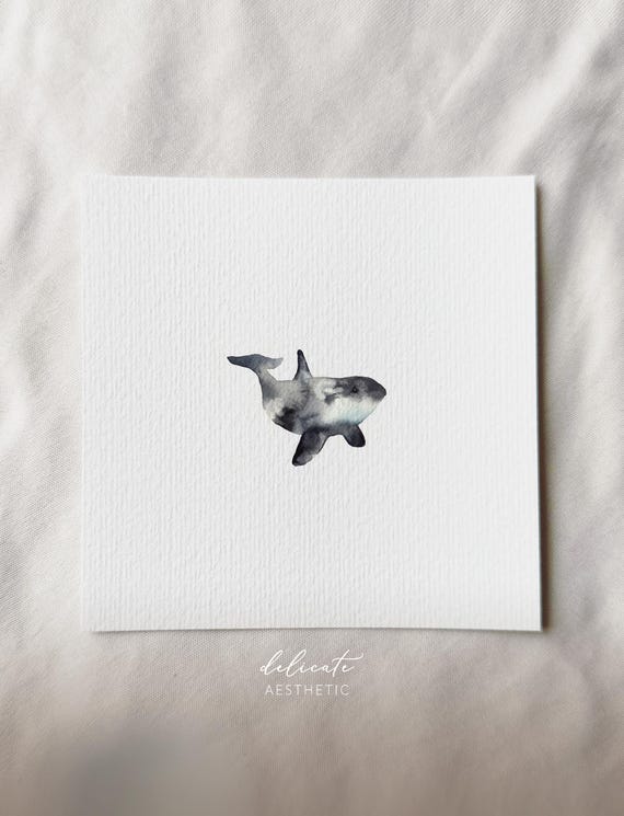 Whale - Miniature Art Print - Print after my original watercolor | DelicateAesthetic