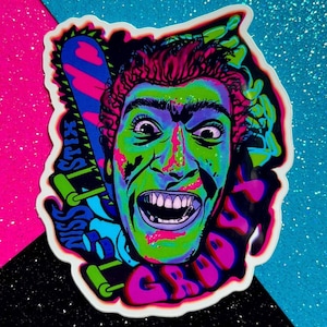 Evil Dead 2 Aufkleber | Groovy Ash, glänzendes Horrorfilm-Vinyl