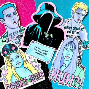 Set de pegatinas de terror "Sé lo que hicisteis el último verano" - Pegatinas de películas de terror de los 90 - Pack de 6 pegatinas de vinilo de terror - Película de terror de Halloween