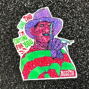Freddy Kruger / Vinilo adhesivo resistente al agua para portátiles, iPhones y termos / Planificadores y manualidades / Pesadilla