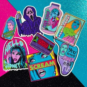Scream Movie Sticker Pack: 90s Horror Film, Water-Resistant Vinyl (7 pc)