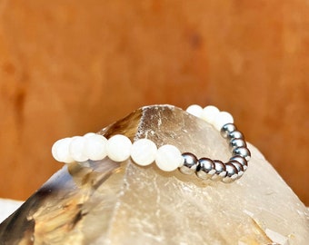 6mm Moonstone Gemstone Bracelet | Stainless Steel Beads | Intuition Bracelet | Energy Healing | Gift Ideas