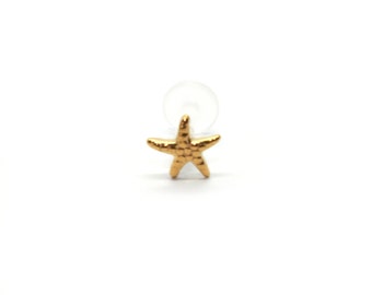 16G STARFISH Gold Bioflex Push-Fit • Stainless Steel Labret • Piercing Tragus|Helix|Conch|Cartilage High Quality Body Jewellery