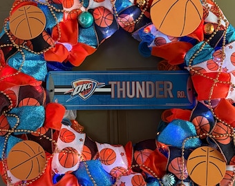 Lighted OKC Thunder Wreath
