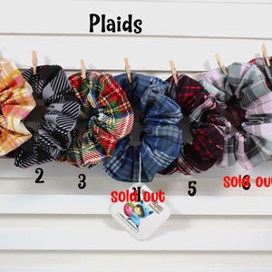 Plaid Hair Scrunchies - custom pack of scrunchies, Choose your own, Set of 3 or individually - Handmade Cotton Scrunchies