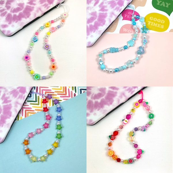 Phone Charm strap, y2k phone straps, Phone wrist strap, phone lanyard, candy beads, beaded phone strap, colorful beaded phone charms