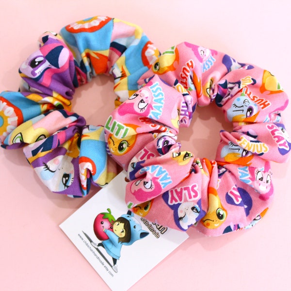 My little pony Hair Scrunchie set - friendship is magic, rainbow dash, pinkie pie, twilight sparkle, rarity, apple jack, flutter shy