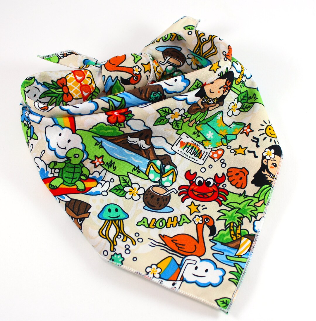Dog Bandana Pet Bandanas I Love Hawaii Dog Bandana, Tropical, Hawaii