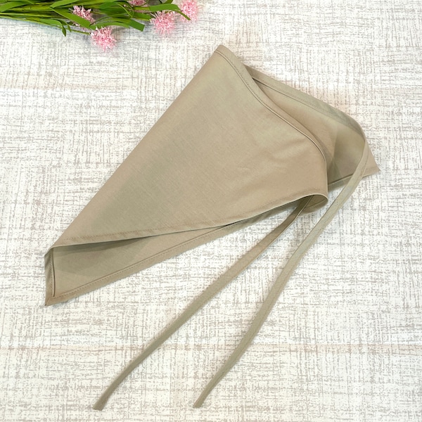 Bandana Head Scarf -  Khaki Cotton hair kerchief - Handmade triangle head scarf - 100% cotton