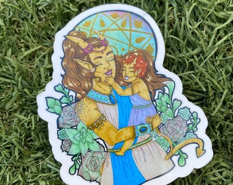 Yellow Teifling Mother Stickers- 3”x3”- Alcohol Markers - traditional Art - dnd - fairy