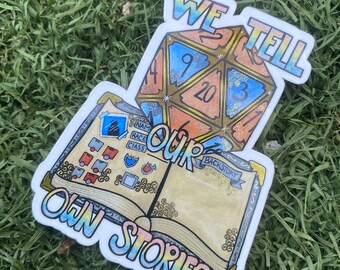 We Tell Our Own Stories (red/blue) Stickers- 3”x3”- Alcohol Markers - traditional Art - dnd - fairy