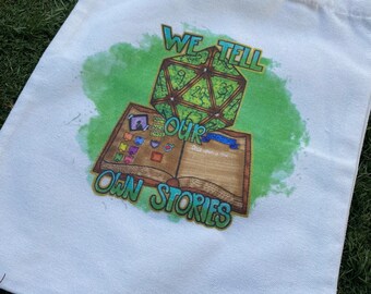 We tell our own stories Totebags - 28”x35”- Alcohol Markers - traditional Art - DND - Dice