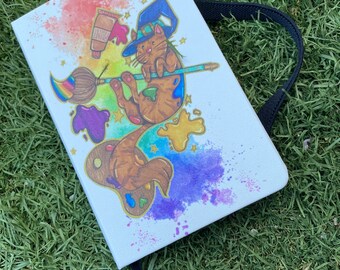 Magical Paint Kitty Bound Notebook - 5.8”x8.3”- Alcohol Markers - traditional Art - DND - Dice