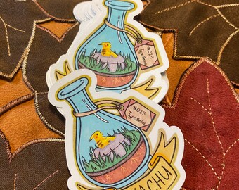 Pikachu terrarium Pokémon  Stickers- 3”x3”- Alcohol Markers - traditional Art  - terrarium