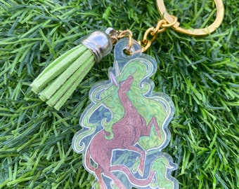 Nature unicorn Key chain- 1.5”x2”- Alcohol Markers - traditional Art - Nature - unicorn