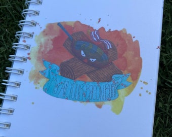 Calcifur: May All Your Bacon Burn Spiral Notebook - 5.8”x8.3”- Alcohol Markers - traditional Art - Dnd - dice