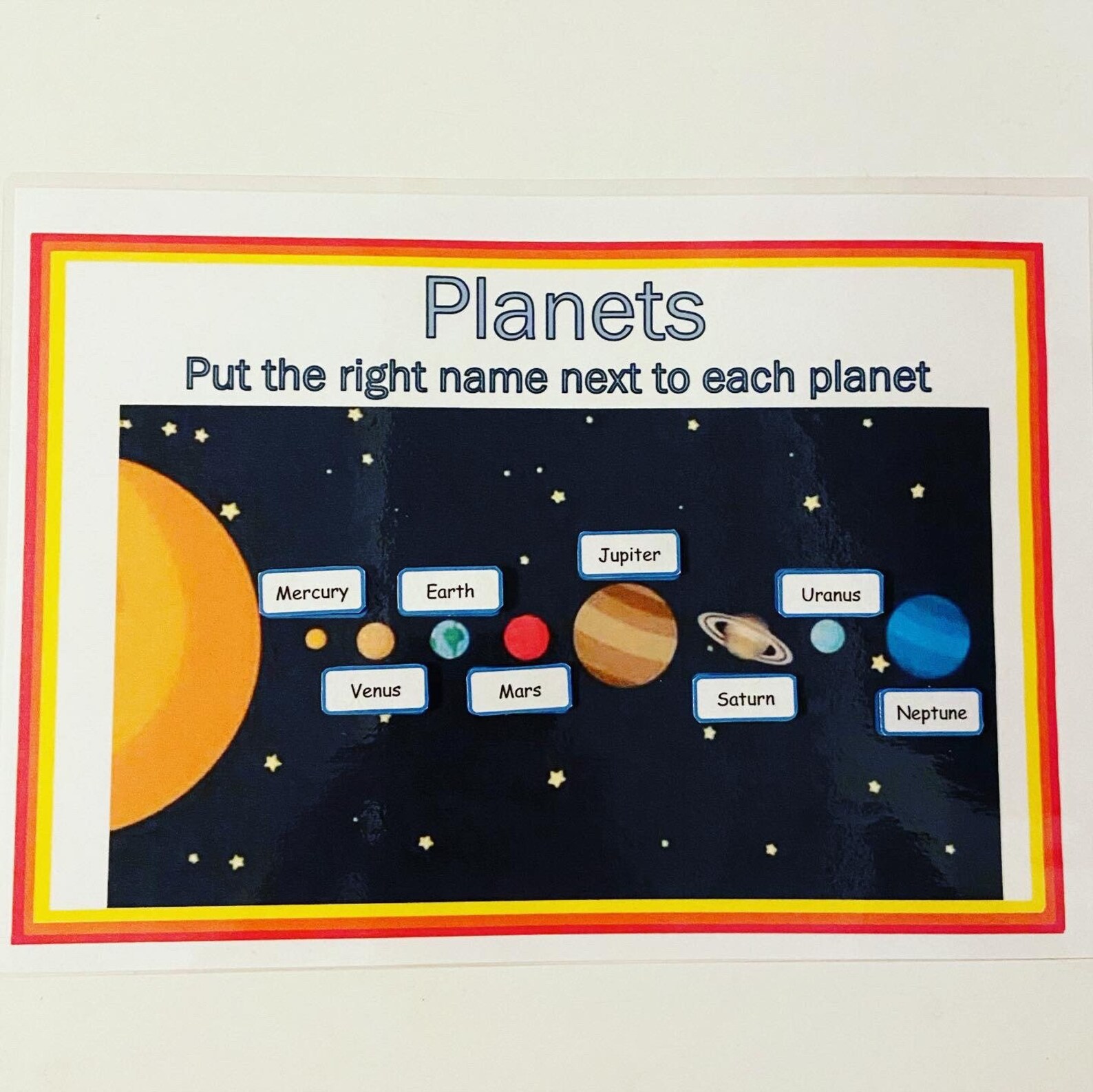 Planet Names Activity Sheet - Etsy UK