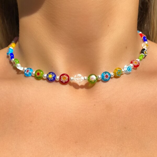 Millefiori Necklace Etsy