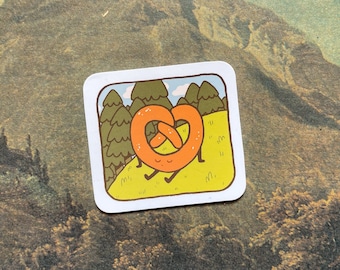 Handmade Pretzel sticker | Cute, whimsical, woodland, food, stationery