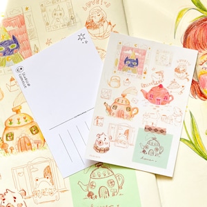 A sketchbook page | postcard | illustration art print - cute whimsical handmade sketchy art