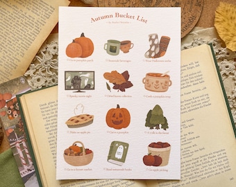 Autumn Bucket List Art Print: Cozy Fall Illustration