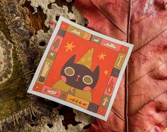 Jiji the Wizard Cat Sticker | Whimsical Illustration