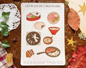 Imaginary Dishes - Kiki, Totoro, Monoke, Ponyo, Howl, Chihiro, Arietty Food Art Print - Ghibli Vintage Illustration