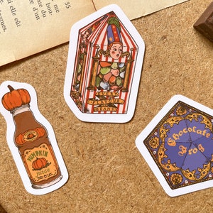 Pegatinas delicias del carro de Hogwarts / Lindo, comida, Harry Potter, mundo mágico, vintage, papelería