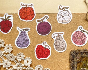 Pegatinas de Frutas del Demonio de One Piece / Papelería de anime adorable de OP