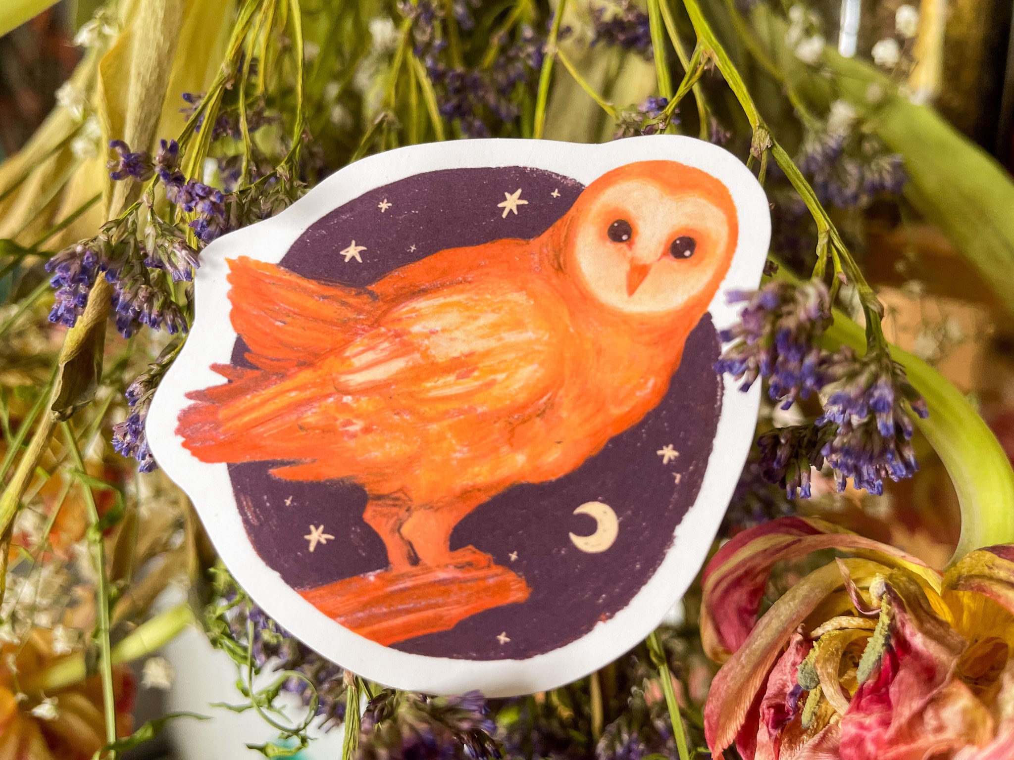 Hecate Owl Sticker: Handmade Whimsical Woodland Stationery