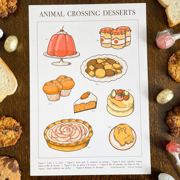 Foodology Animal Crossing New horizons - impression d'art d'illustration d'affiche | nourriture jeux vidéo Nintendo vintage