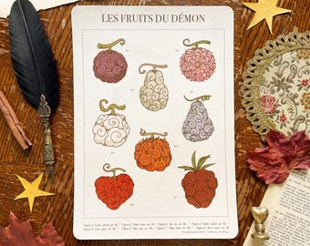 The Devil Fruits - Foodology Art Print - One piEce Vintage Illustration