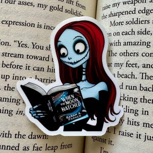 Sally Reading When the Moon Hatched, Kindle Sticker, Sarah A. Parker, Raeve, Kaan Vaegor, Moonplume, Moonfall Series