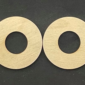 Wood Washer  Blanks 1-1/2 Inch Diameter x 5/8" ID x 1/8" Thick Set of 4 Pieces