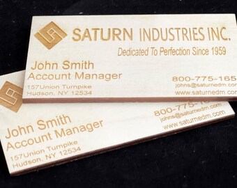 Wood Business Cards - Laser Engraved & Cut - Set of 10