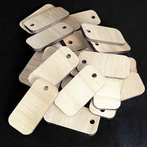 Lot of 25 Rectangular Wood Blanks With Hole 1/4&quot; x 1-1/2&quot; x 3&quot;