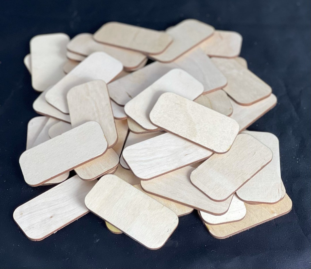 Lot of 50 Rectangular Wood Blanks Without Hole 1/8” X 1-1/2
