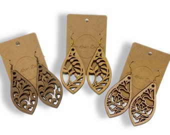 Tropfen Laser cut Holzohrringe