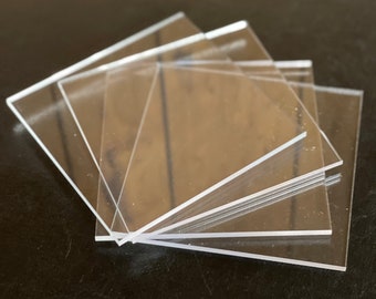 Clear Acrylic Coaster / Sheet 1/8&quot; x 4&quot; x 4&quot;  Set of 4