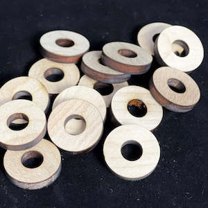 Wood Washer  Blanks 1 Inch Diameter x 1/2" ID x 1/4" Thick Set of 25 Pieces