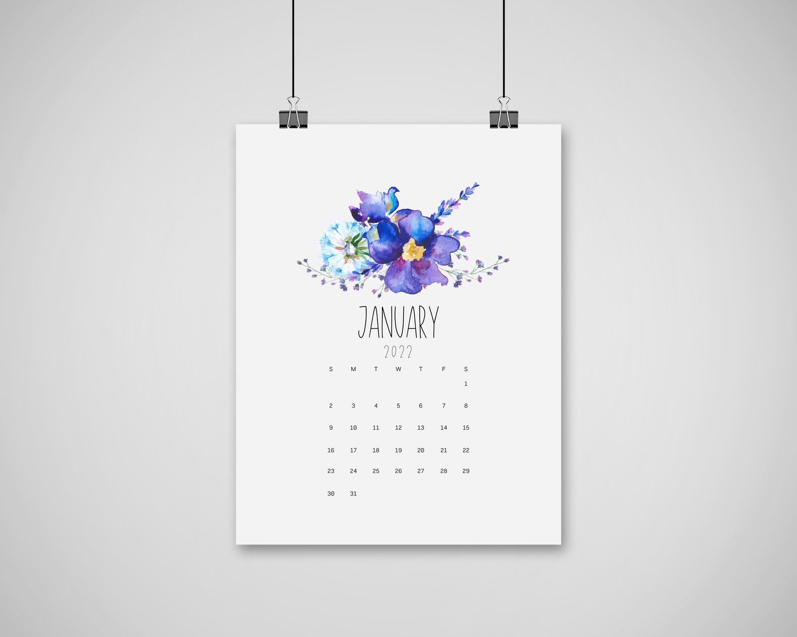 2022 printable calendar a4 a5 half size us letter etsy