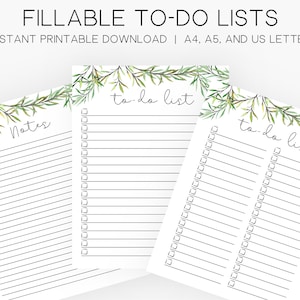 Könnte beinhalten: Drei druckbare To-Do-Listen mit grünem Blatt-Rand. Die Listen sind mit "Notes", "to-do list" und "to-do list" betitelt.