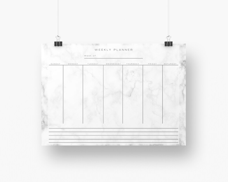 Weekly Fillable Marble Planner Printable Editable PDF Digital Download ...