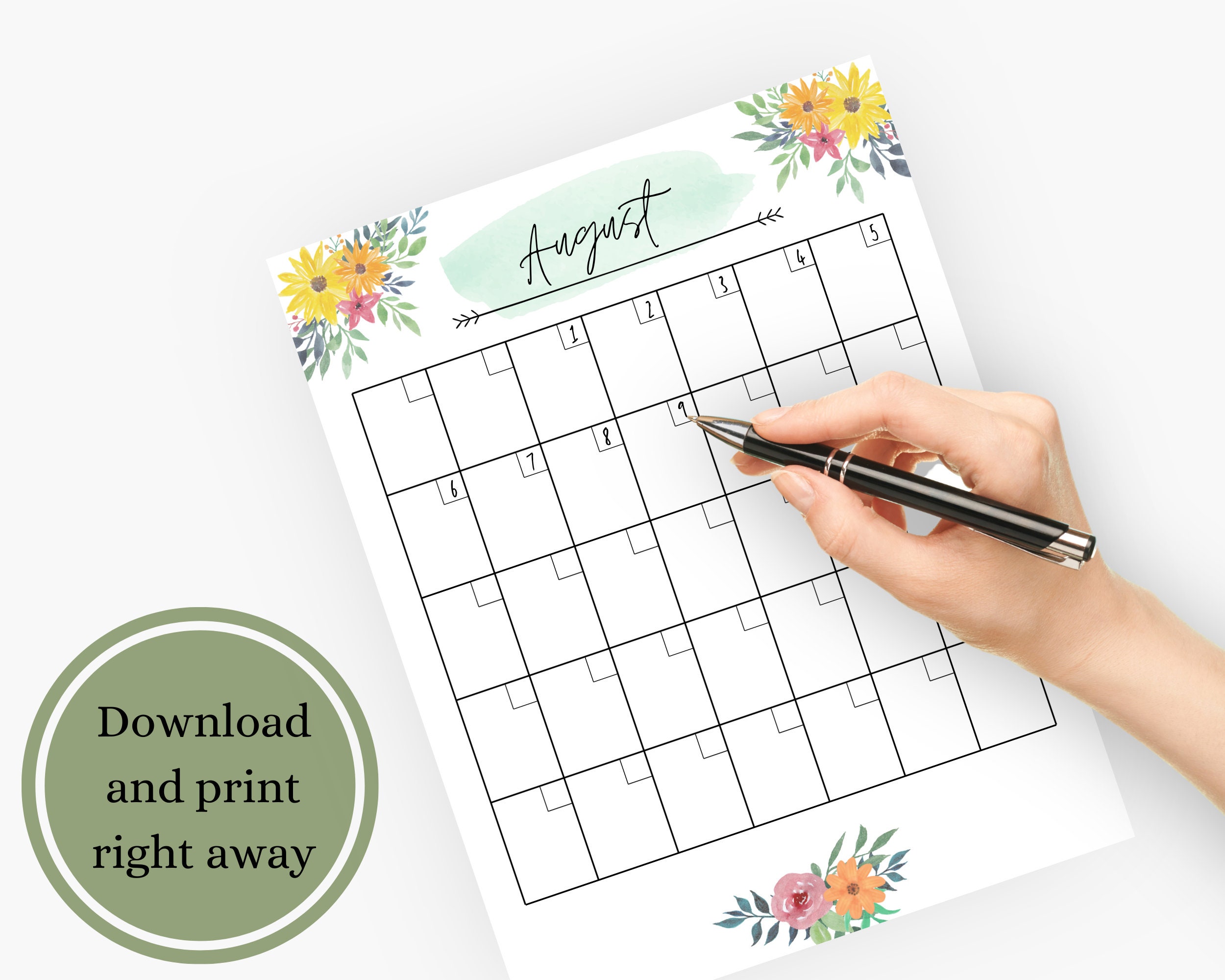Watercolor Planner Bundle Printable | Daily Weekly Monthly Blank ...