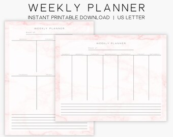 Weekly Fillable Marble Planner Printable Editable PDF Digital Download ...