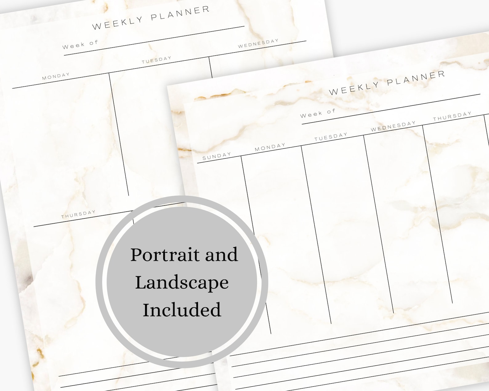 Weekly Fillable Marble Planner Printable Editable PDF Digital Download ...