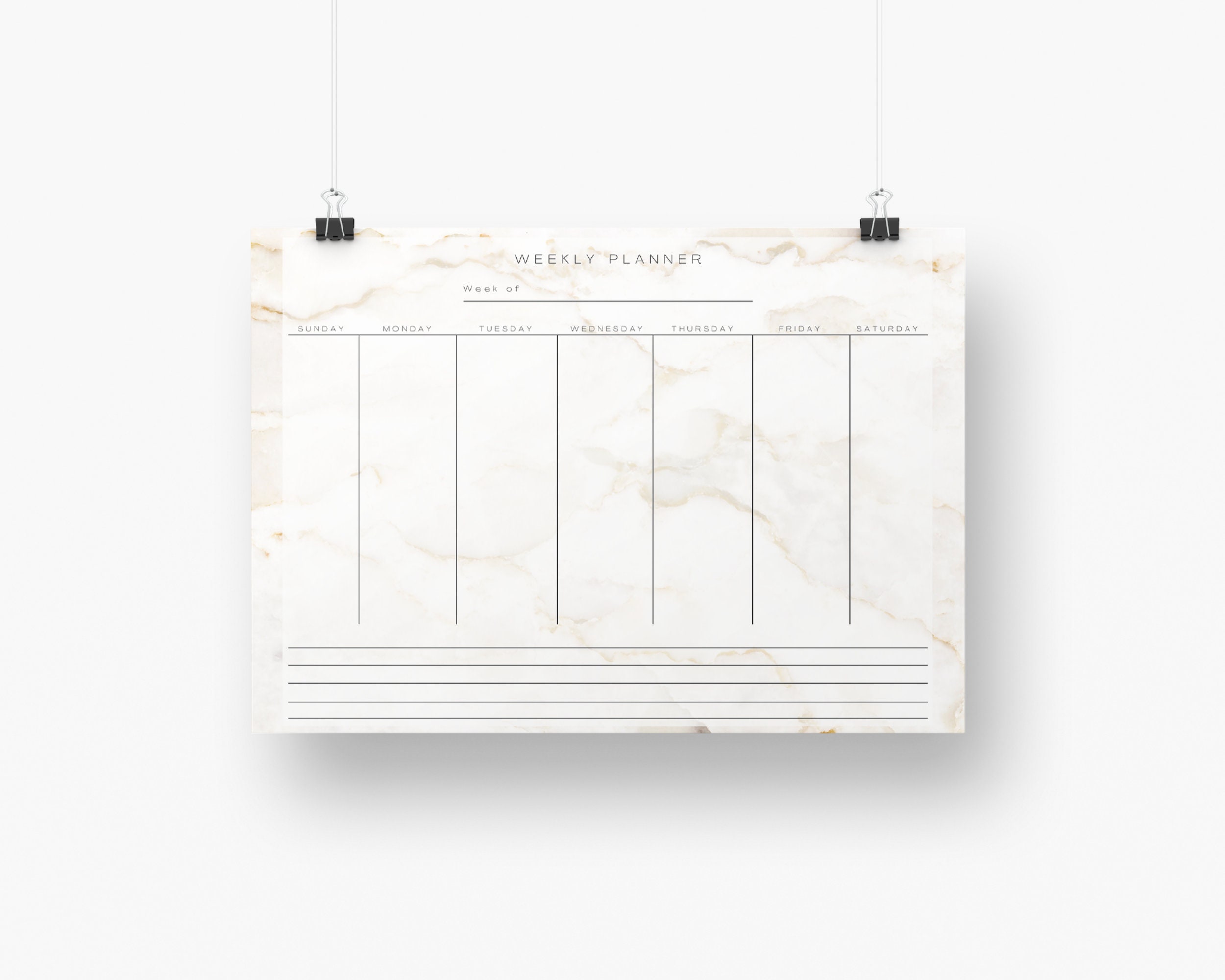 Weekly Fillable Marble Planner Printable Editable PDF Digital Download ...