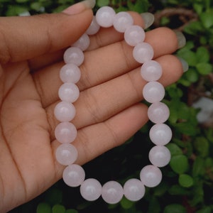 Authentic Rose Quartz Bracelet 7 Inches, Natural Beaded Bracelet, Handmade Bracelet, Beaded Bracelet, Rose Quartz Bracelet, Gift For Her.